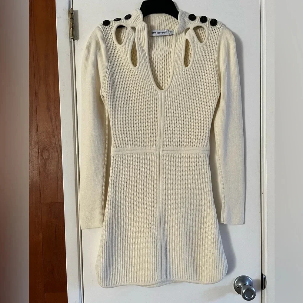 Self-Portrait Knit Cut Out Tunic Dress - Picture 2 of 10